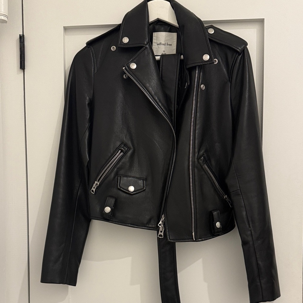 Wilfred Black faux Leather-look Moto Jacket